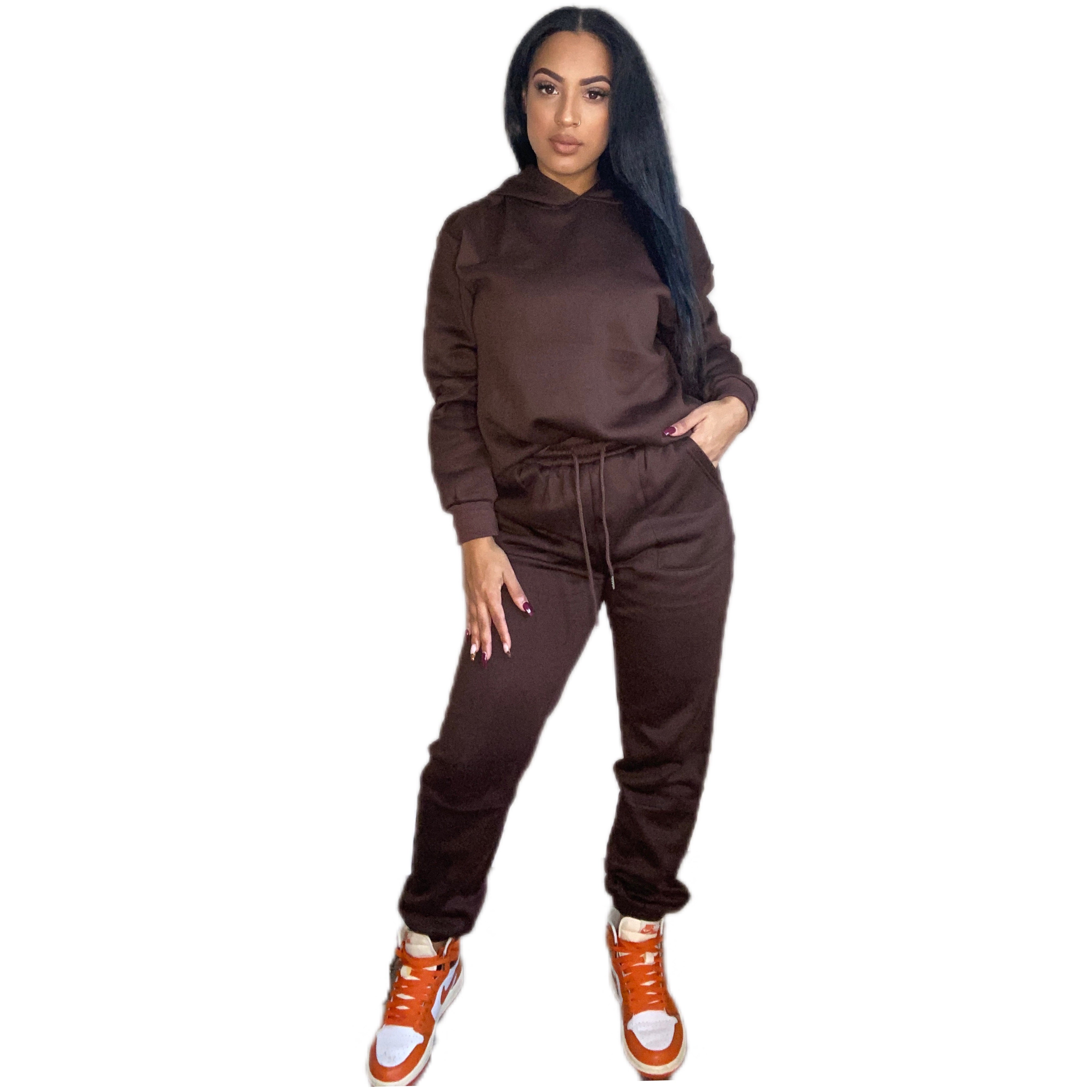 Mocha Hoodie & Sweatpants Set – La Linda Boutique