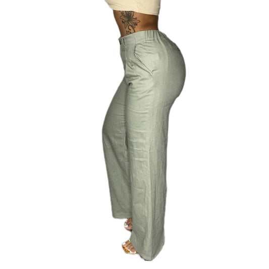 Moss Linen Blended Straight Pants