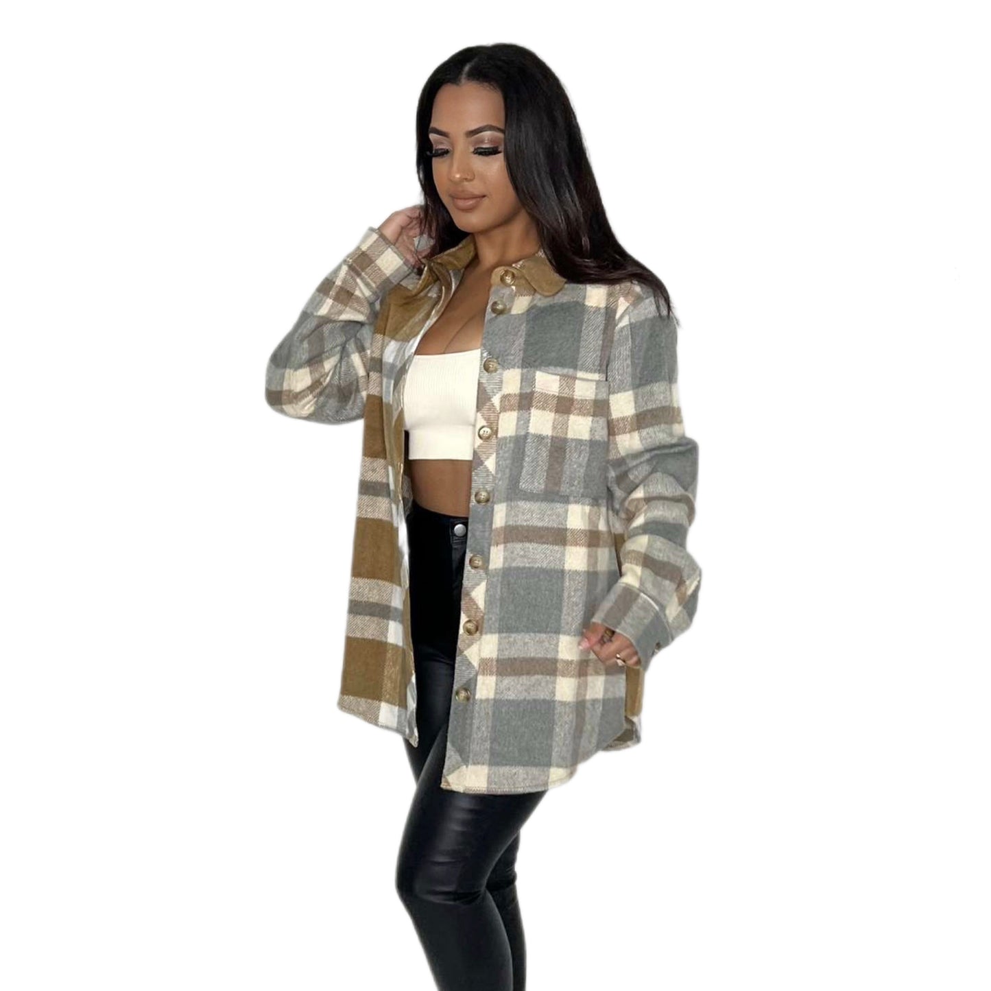Brown/Gray Shacket