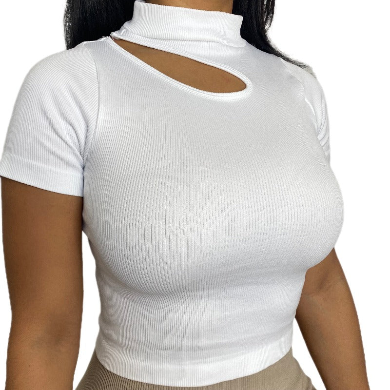 Mock Neck Rib Tee