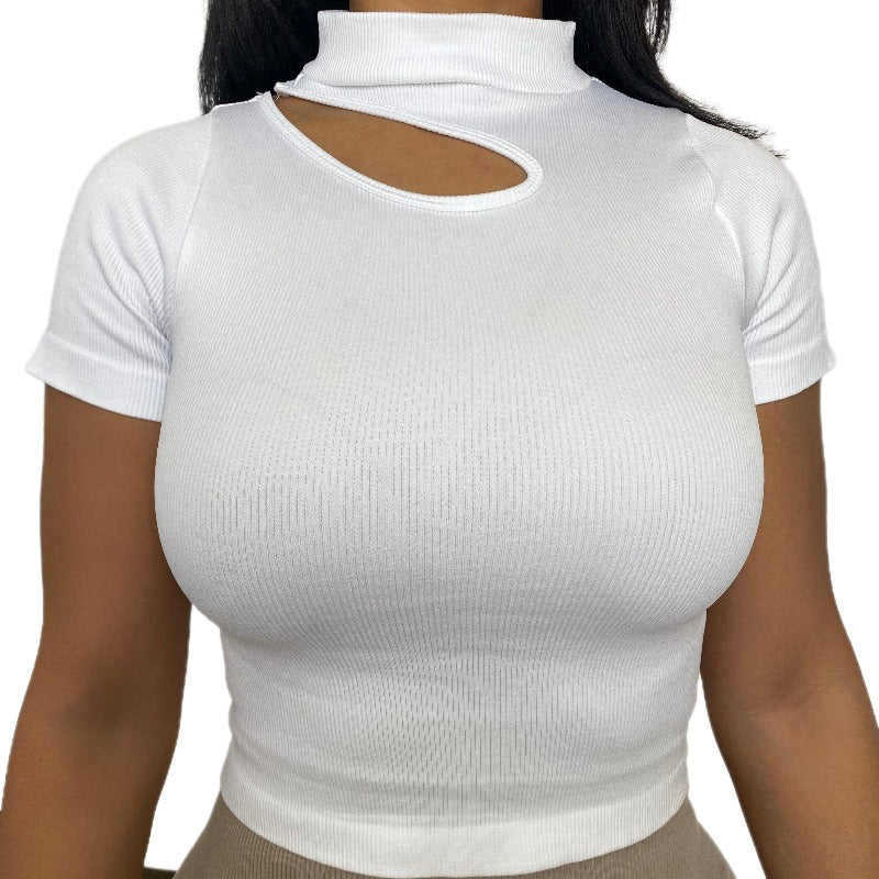 Mock Neck Rib Tee