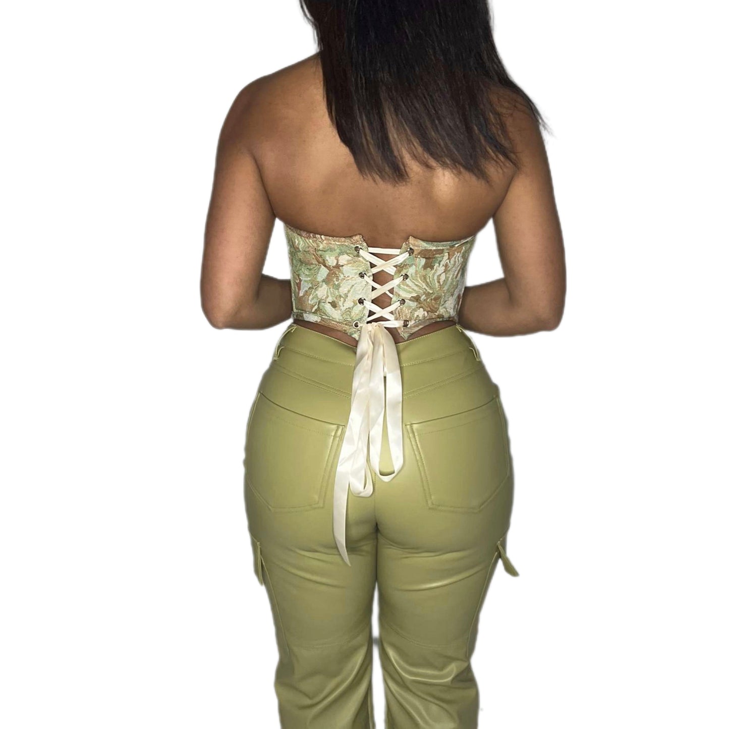 Sage Floral Corset Top
