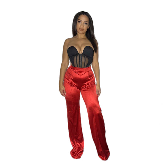 Red Satin Pants
