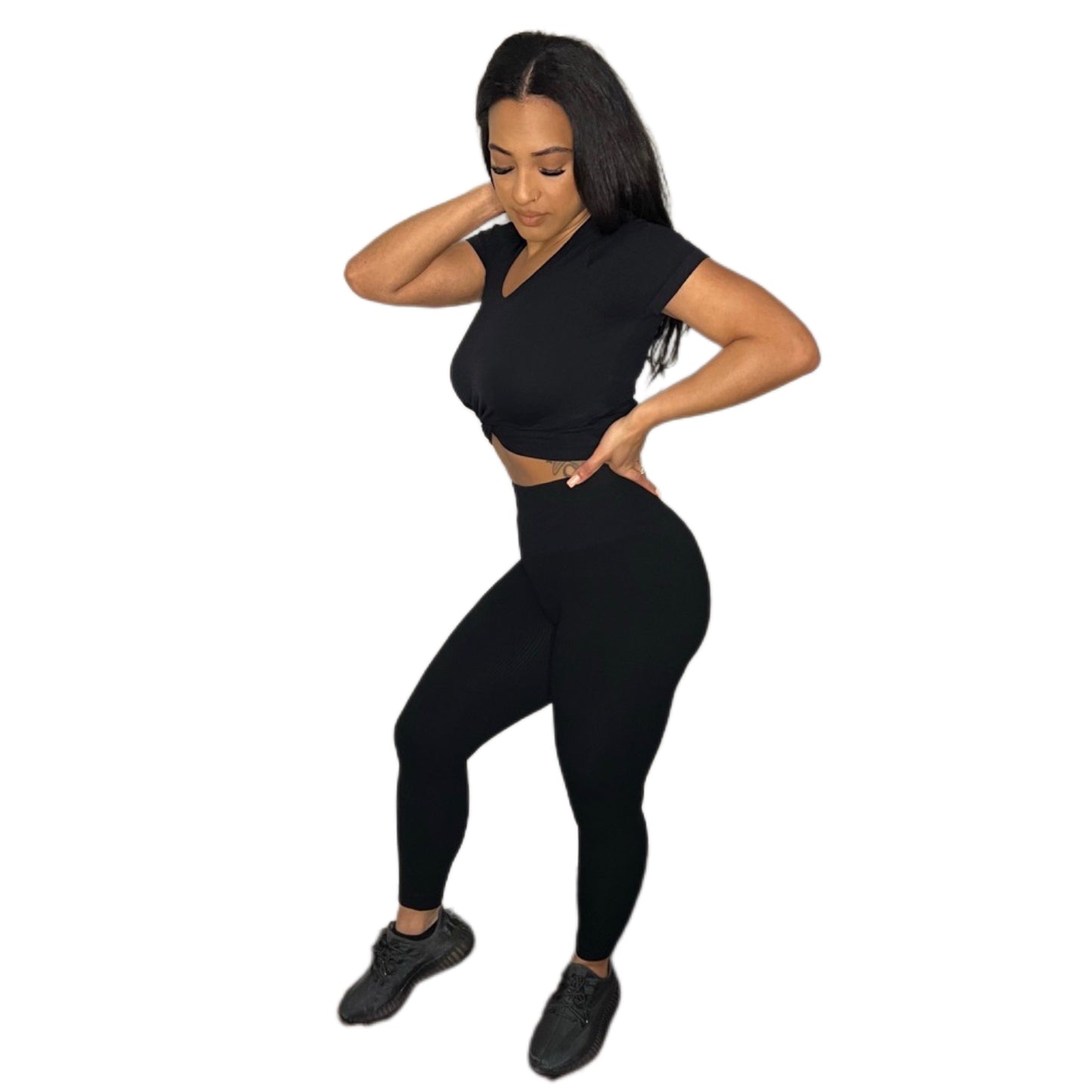 Black Ribbed Leggings