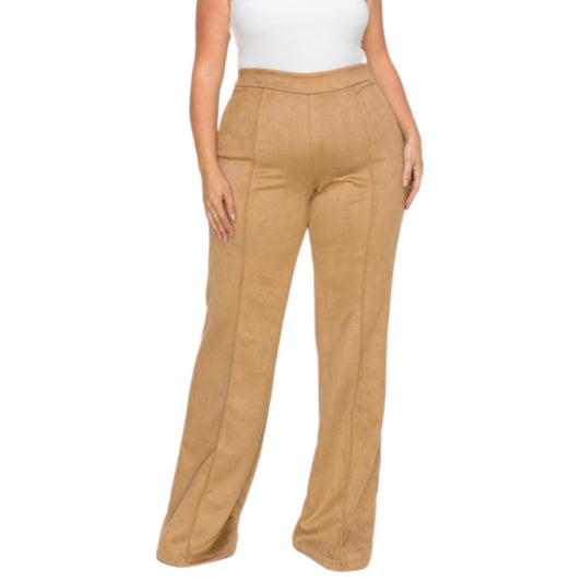 Camel Suede Pants (Plus Size)