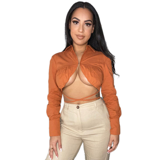 Burnt Orange Cropped Blouse