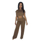 Mocha Crop top and Pant Set