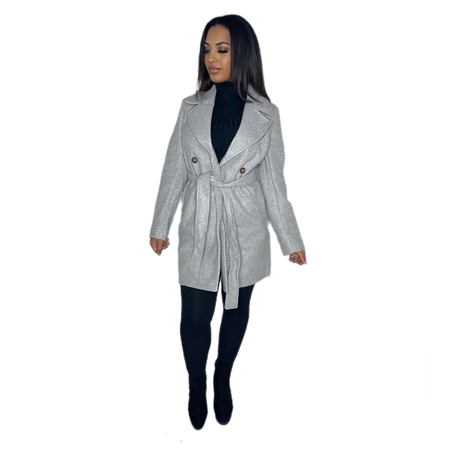 Grey Belted Pea Coat