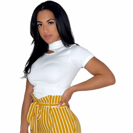 Mock Neck Rib Tee