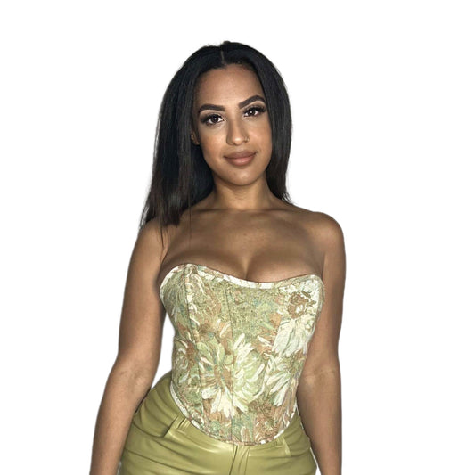 Sage Floral Corset Top