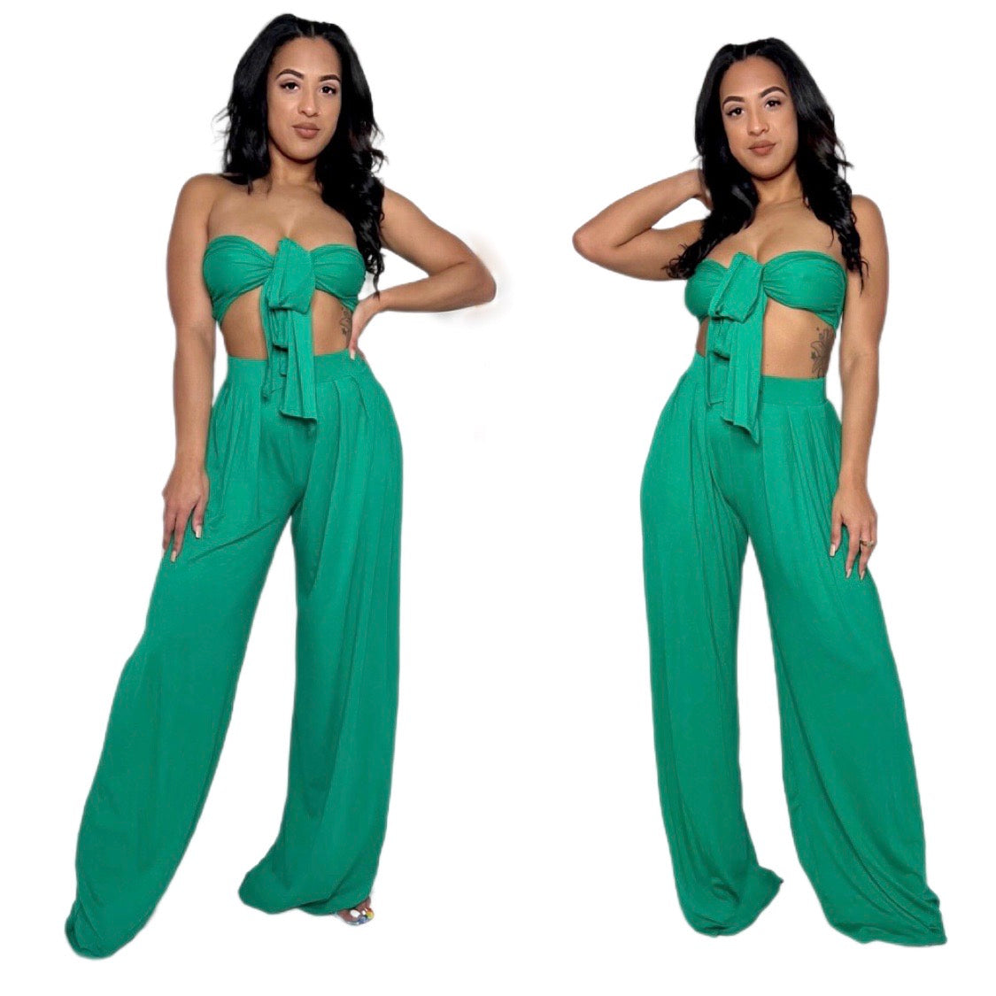 Paradise Two Piece Pants Set- Kelly Green