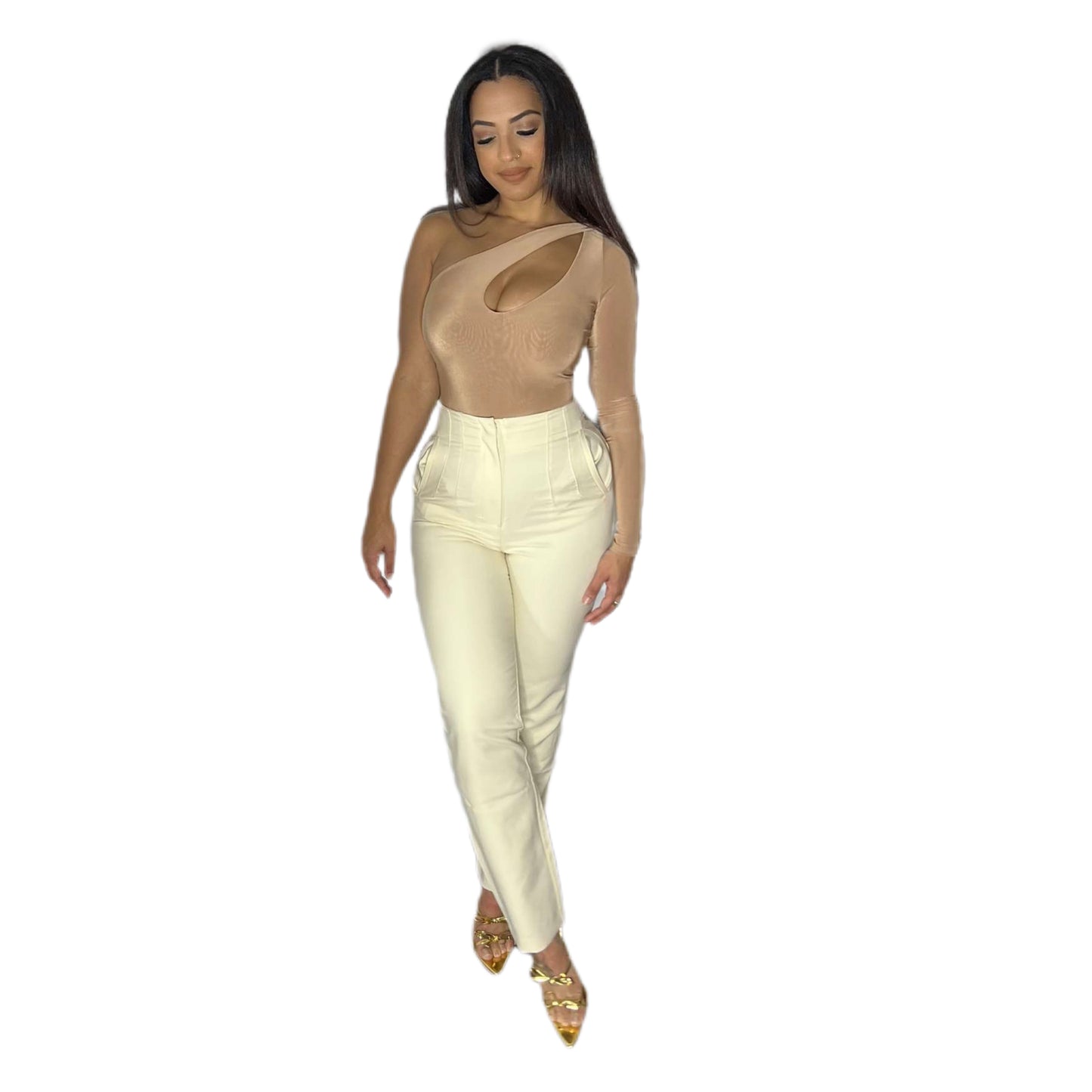 Cream Darted Trouser