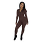 Chocolate Mock Neck Jumpsuit