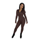 Chocolate Mock Neck Jumpsuit