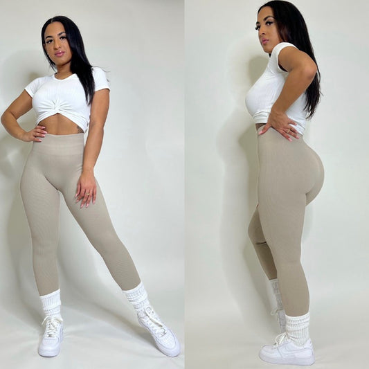 Nude Ribbed Leggings